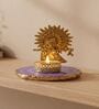 Purple Agate Metal Krishna Bansi Tealight Holder