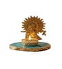 Turquoise Agate Metal Krishna Bansi Tealight Holder