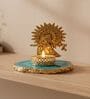 Turquoise Agate Metal Krishna Bansi Tealight Holder