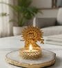 White Agate Metal Krishna Bansi Tealight Holder