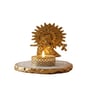 White Agate Metal Krishna Bansi Tealight Holder