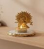 White Agate Metal Krishna Bansi Tealight Holder
