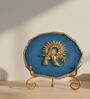 Agate Metal Krishna Showpiece With Metal Stand Blue