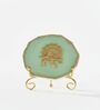 Agate Metal Krishna Showpiece With Metal Stand Green