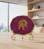 Agate Metal Krishna Showpiece With Metal Stand Pink