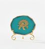 Agate Metal Krishna Showpiece With Metal Stand Turquoise