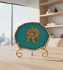 Agate Metal Krishna Showpiece With Metal Stand Turquoise