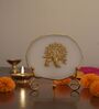 Agate Metal Krishna Showpiece With Metal Stand White