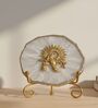 Agate Metal Krishna Showpiece With Metal Stand White