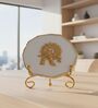 Agate Metal Krishna Showpiece With Metal Stand White