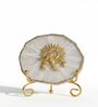 Agate Metal Krishna Showpiece With Metal Stand White