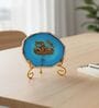 Agate Metal Radha Krishna Showpiece With Metal Stand Blue