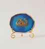 Agate Metal Radha Krishna Showpiece With Metal Stand Blue