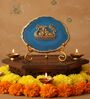Agate Metal Radha Krishna Showpiece With Metal Stand Blue