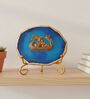 Agate Metal Radha Krishna Showpiece With Metal Stand Blue