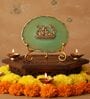 Agate Metal Radha Krishna Showpiece With Metal Stand Green