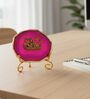 Agate Metal Radha Krishna Showpiece With Metal Stand Pink
