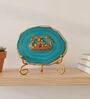 Agate Metal Radha Krishna Showpiece With Metal Stand Turquoise