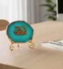 Agate Metal Radha Krishna Showpiece With Metal Stand Turquoise