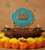 Agate Metal Radha Krishna Showpiece With Metal Stand Turquoise