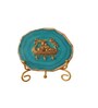Agate Metal Radha Krishna Showpiece With Metal Stand Turquoise