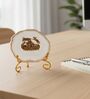 Agate Metal Radha Krishna Showpiece With Metal Stand White