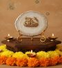 Agate Metal Radha Krishna Showpiece With Metal Stand White