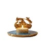 Blue Agate Metal Radha Krishna Tealight Holder