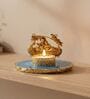 Blue Agate Metal Radha Krishna Tealight Holder