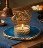 Blue Agate Metal Radha Krishna Tealight Holder