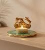 Green Agate Metal Radha Krishna Tealight Holder