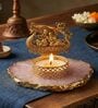 Pink Agate Metal Radha Krishna Tealight Holder