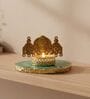 Green Agate Metal Vankateshwer Tealight Holder