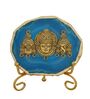 Agate Metal Venteshwar Showpiece With Metal Stand Blue