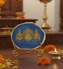 Agate Metal Venteshwar Showpiece With Metal Stand Blue