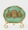 Agate Metal Venteshwar Showpiece With Metal Stand Green