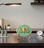 Agate Metal Venteshwar Showpiece With Metal Stand Green
