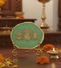 Agate Metal Venteshwar Showpiece With Metal Stand Green