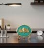 Agate Metal Venteshwar Showpiece With Metal Stand Turquoise