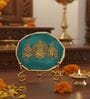 Agate Metal Venteshwar Showpiece With Metal Stand Turquoise