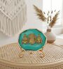 Agate Metal Venteshwar Showpiece With Metal Stand Turquoise
