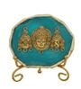 Agate Metal Venteshwar Showpiece With Metal Stand Turquoise