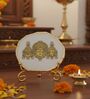 Agate Metal Venteshwar Showpiece With Metal Stand White