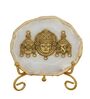 Agate Metal Venteshwar Showpiece With Metal Stand White