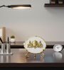 Agate Metal Venteshwar Showpiece With Metal Stand White
