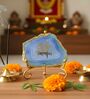 Agate Om Namah Shivay Showpiece With Metal Stand Blue