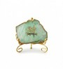 Agate Om Namah Shivay Showpiece With Metal Stand Green