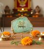 Agate Om Namah Shivay Showpiece With Metal Stand Green