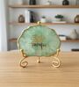 Agate Om Namah Shivay Showpiece With Metal Stand Green