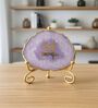 Agate Om Namah Shivay Showpiece With Metal Stand Purple